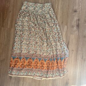 NATURAL LIFE Floral Maxi Skirt - Orange and Blue